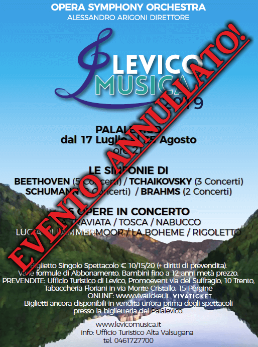 LEVICO MUSICA 2019  - 17 Luglio al 25 Agosto 2019
